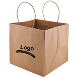 Brown Kraft Wide Gusset Take Out Bags with Custom logo for Pizza/Bakery box delivery