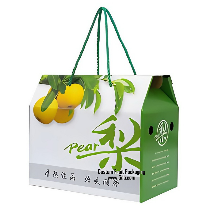 Customize Fresh Pear Gift Box with rope handle