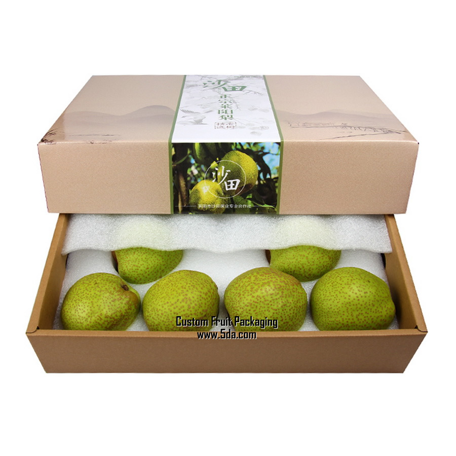 Customize Pear Fruit Box with paper tapes for Fresh Pear