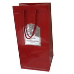 Double Bottle Wine Paper Bag with Custom Silver Hot stamped Brand