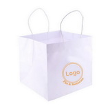 White Kraft Wide Gusset Take Out Bags with Custom logo for Pizza/Bakery box delivery