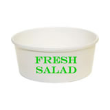 100% Natural Disposable Take Away Round White Paper Salad Bowl with Custom Design printed