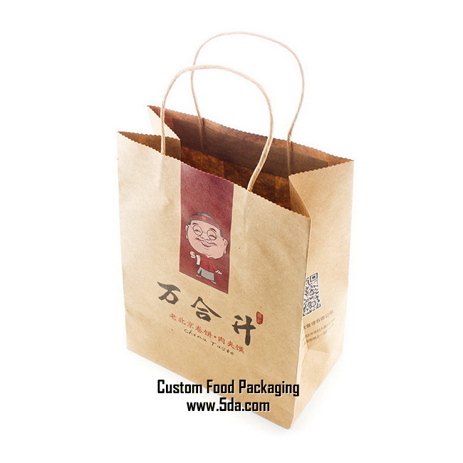 Natural Kraft Take out Paper bag with customize logo