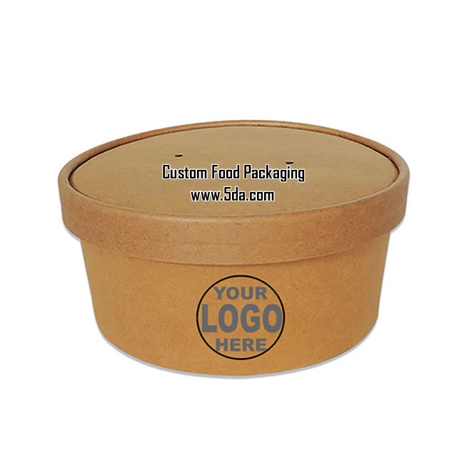 Customize Disposable Kraft Round Paper Bowls with lids