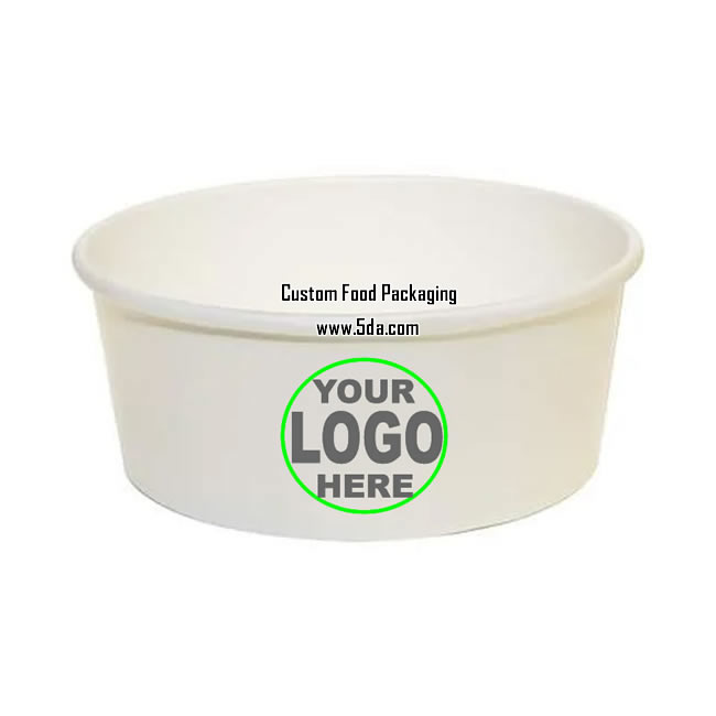 Custom Printed Disposable White Kraft Paper Bowl Food Packaging