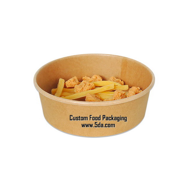 Disposable Leak Resistance Brown Kraft Paper Salad Bowl for Euro Market