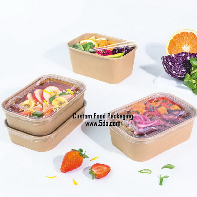 Disposable Kraft Bowls,Paper Salad Bowls with Plastic Lids