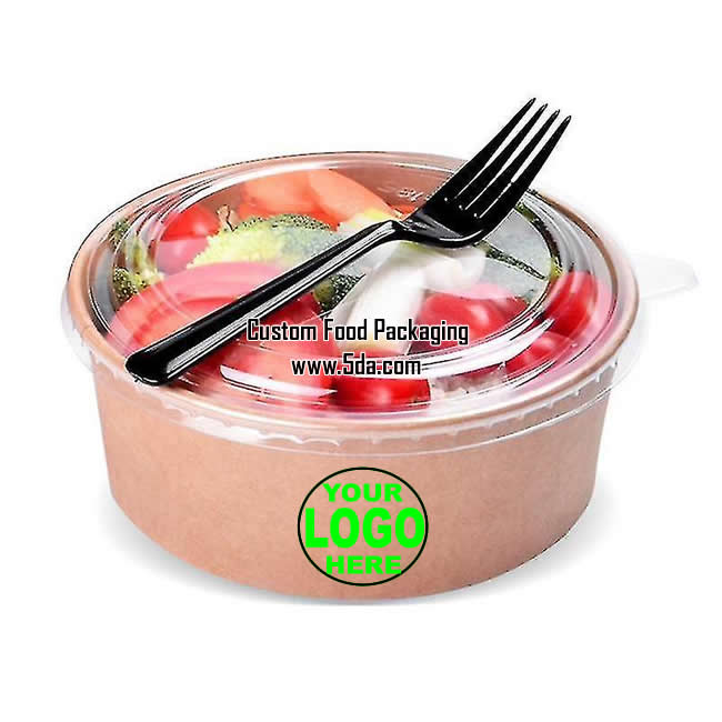 Custom Disposable Kraft Paper Bowls Fruit Salad Bowl Food Packaging Containers Party Favor with lid